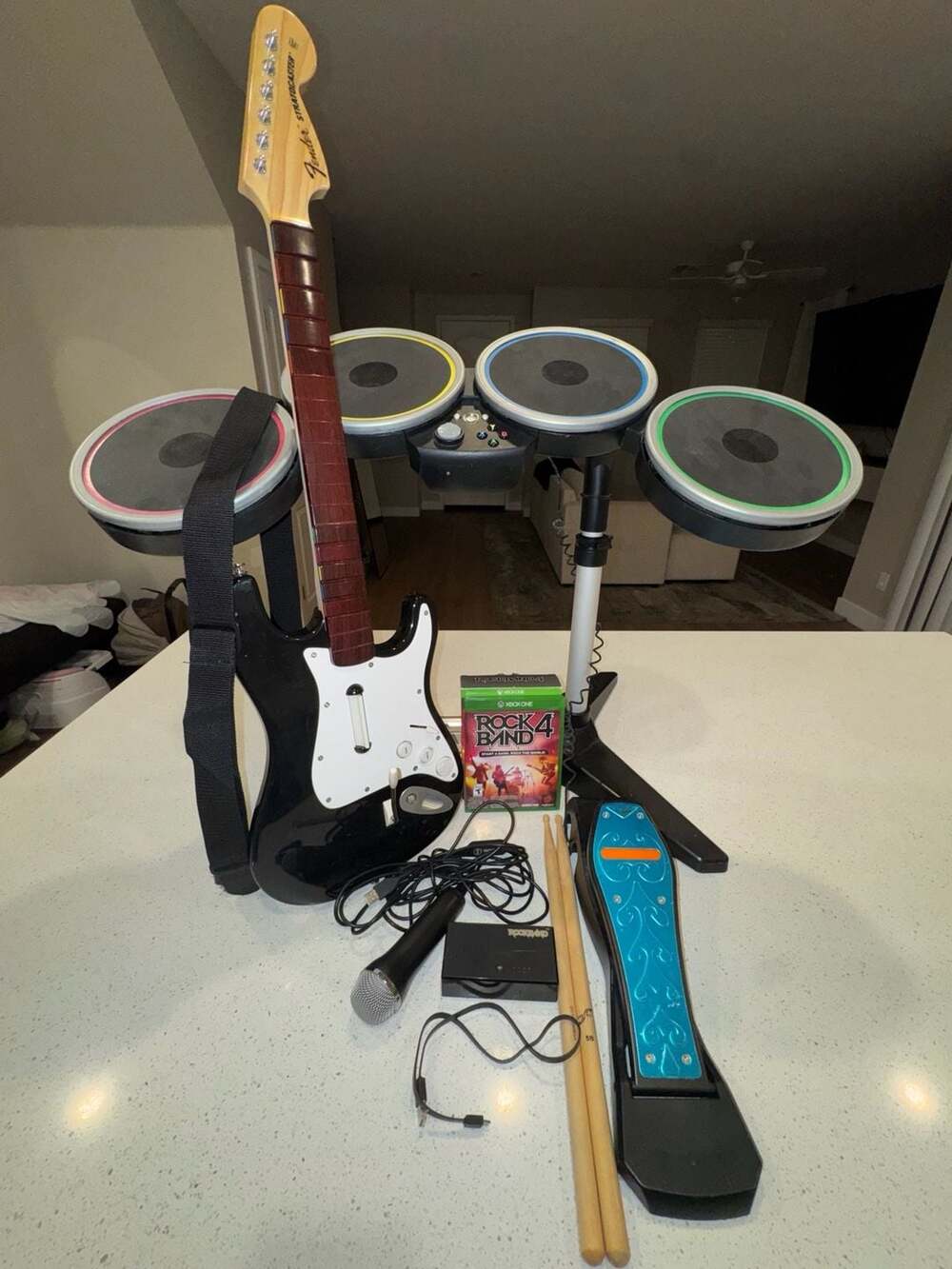 Rock Band 4 Band-in-a-Box Bundle for Xbox One w/ Legacy Adapter, Drums, Guitar..